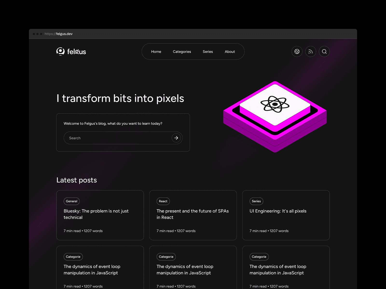 Felgus Blog: Design System e Interface para um blog técnico